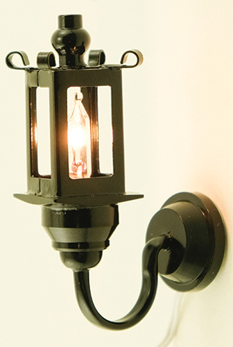 Dollhouse Miniature Black Coach Wall Lamp 12V